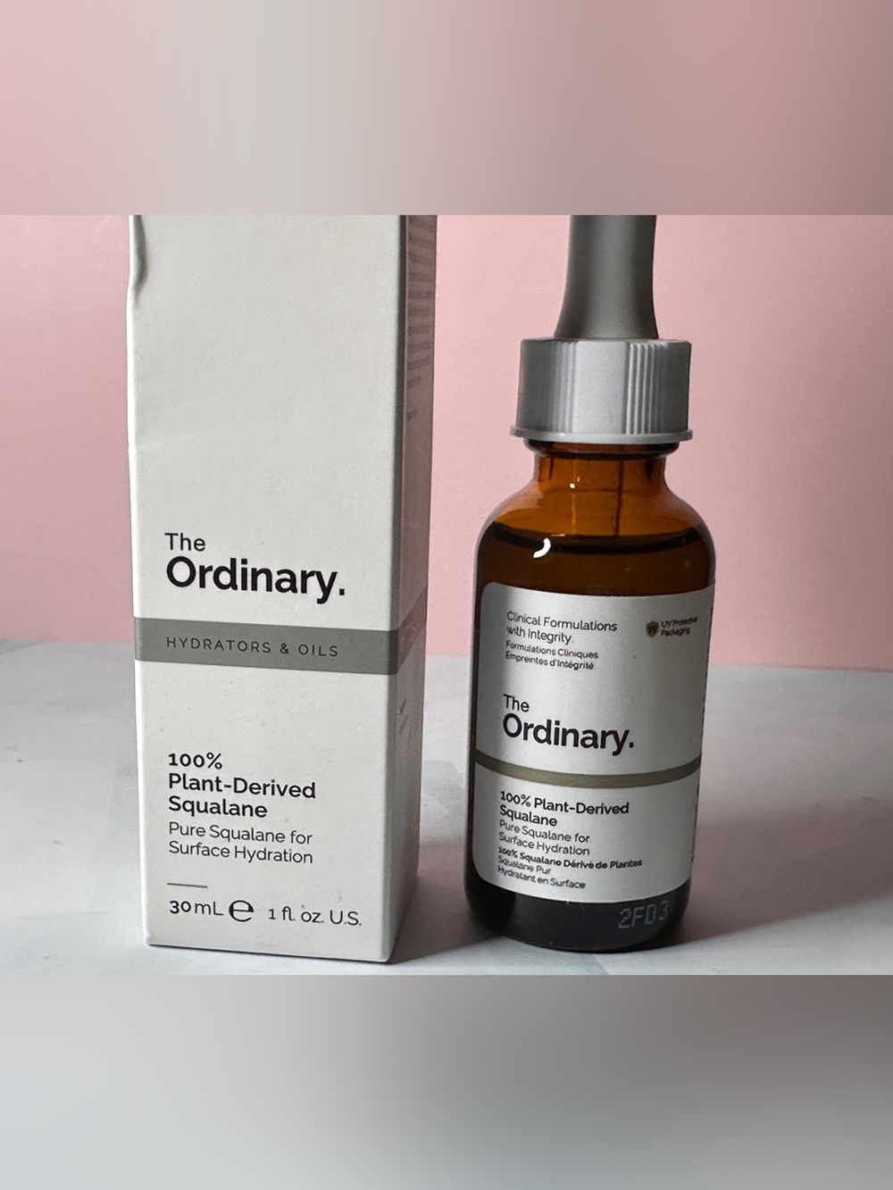 The Ordinary Squalane Oil Serum - Amber Bottle with White Label & Silver Cap
